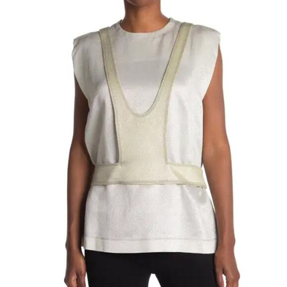 Valentino Contrast Bodice Sleeveless Top silver and Water Green - Picture 1 of 12
